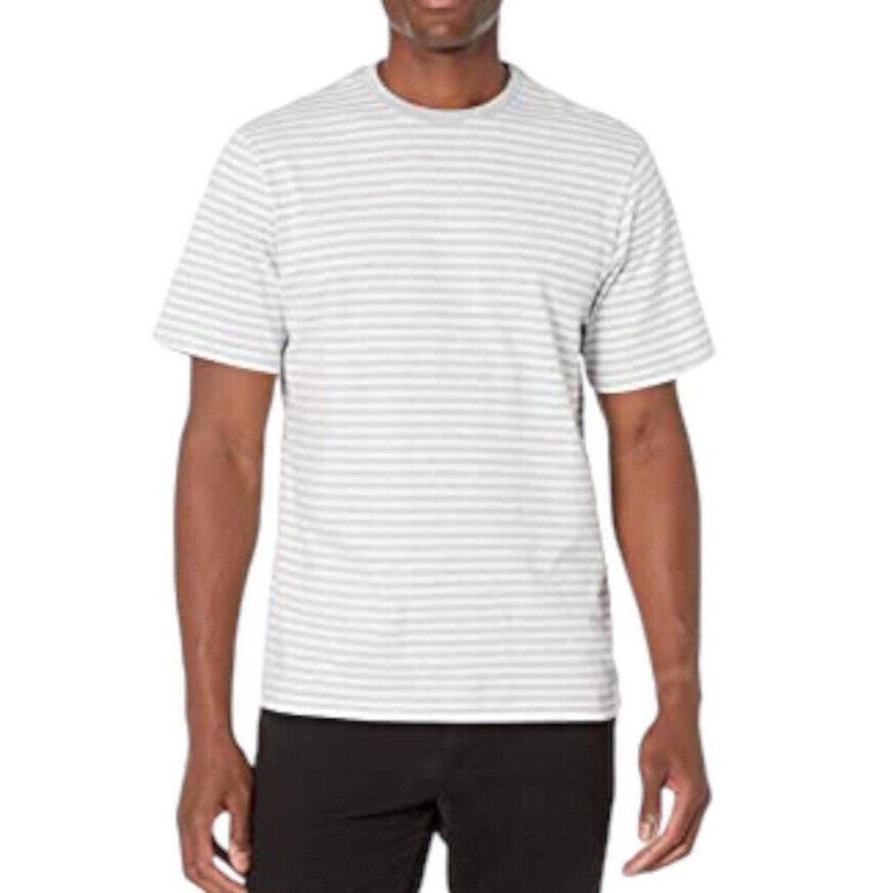 Men Stripes T Shirt XS Crewneck Tee Gray Short Sleeve